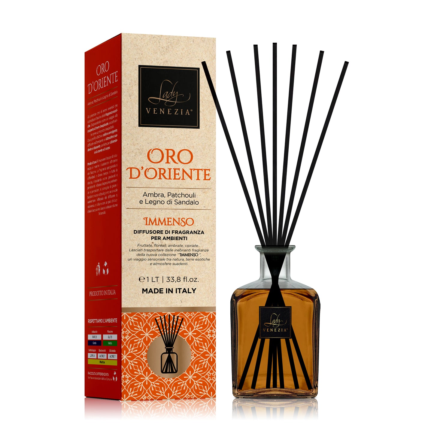 Maxi Diffusore Ambiente "Immenso" con Bastoncini - 3 Fragranze - 1 lt