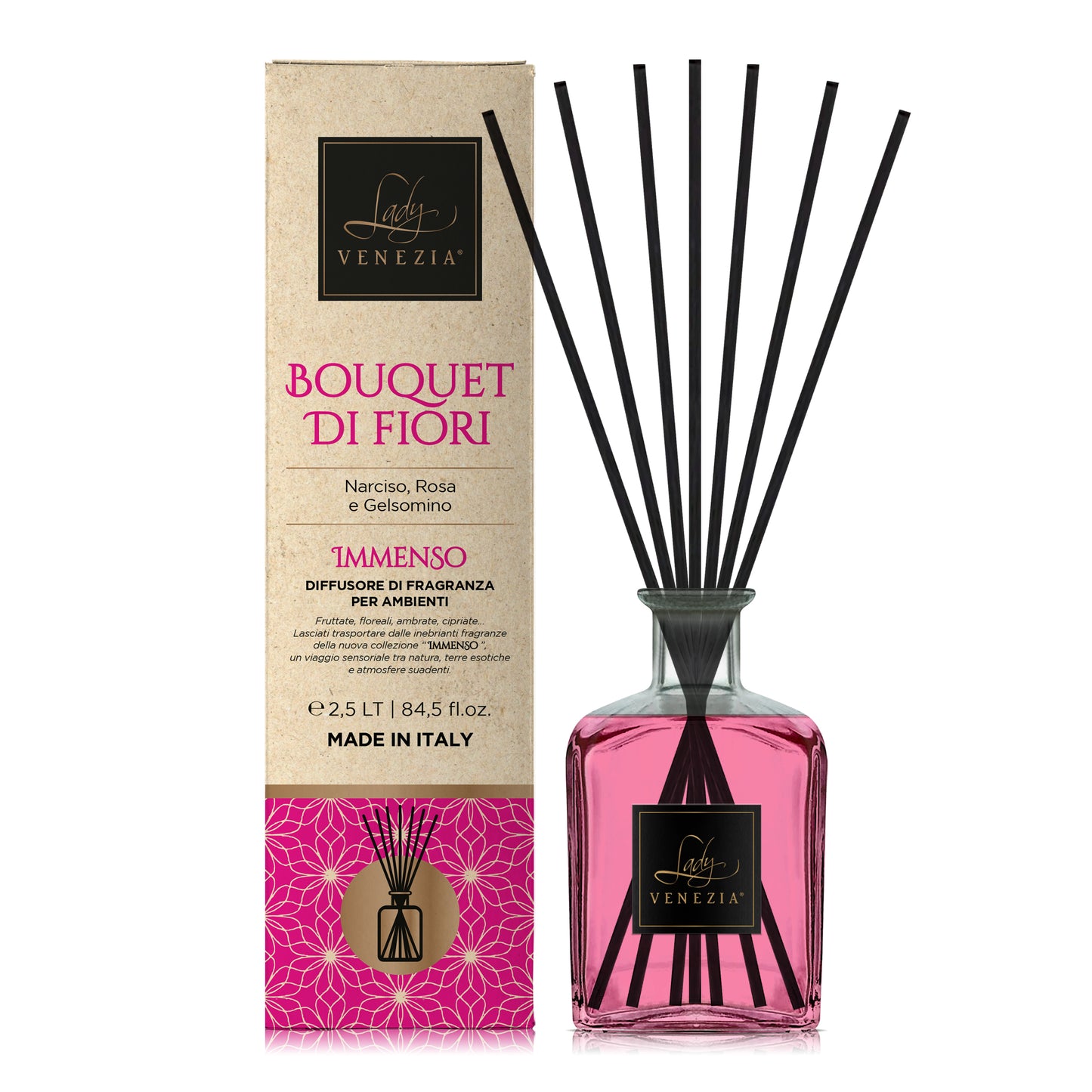 Maxi Diffusore Ambiente "Immenso" con Bastoncini - 3 Fragranze - 2,5 litri