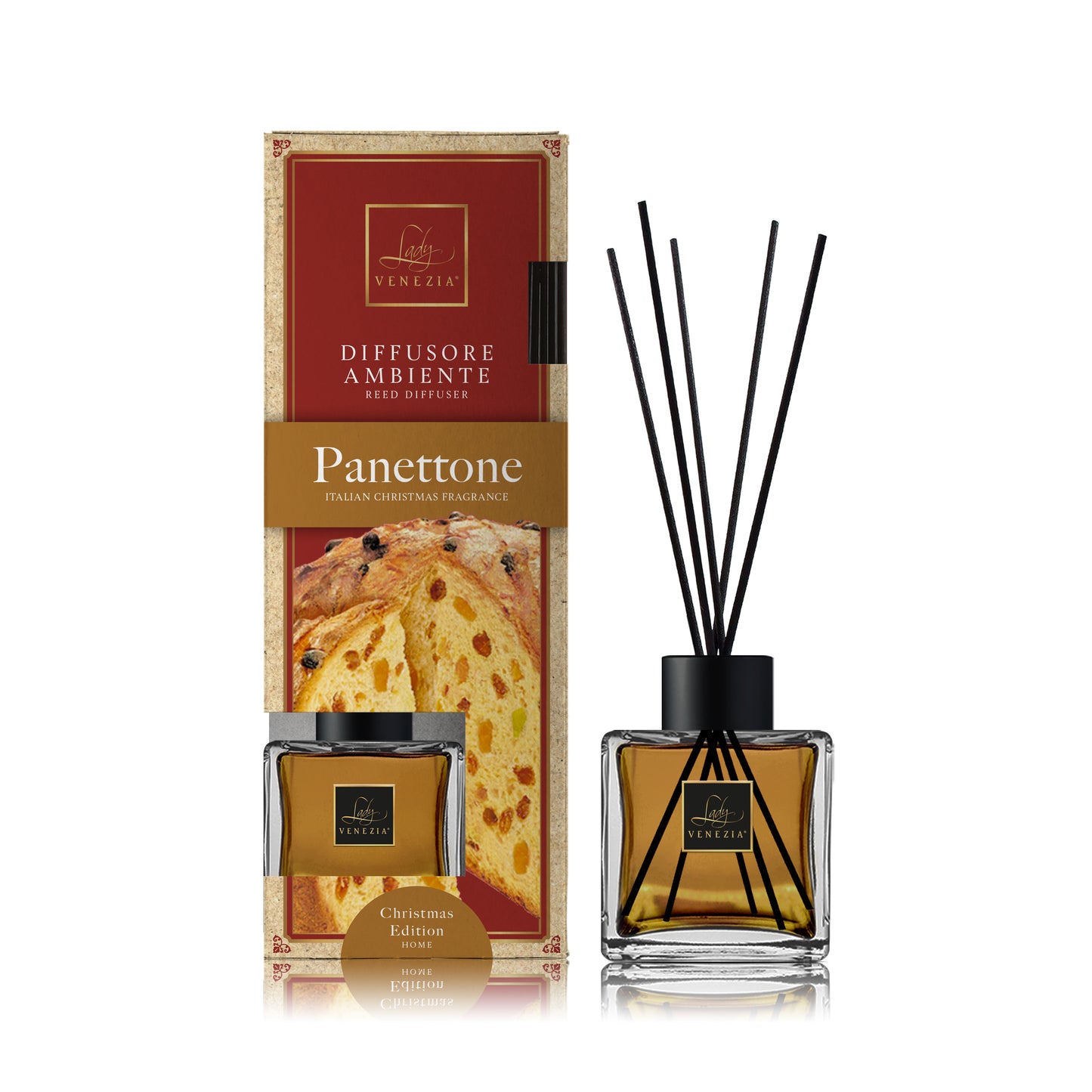 Diffusore Ambiente "Cubo" con Bastoncini - Panettone - 100 ml